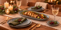 Cozy Candlelit Holiday Dinner Table